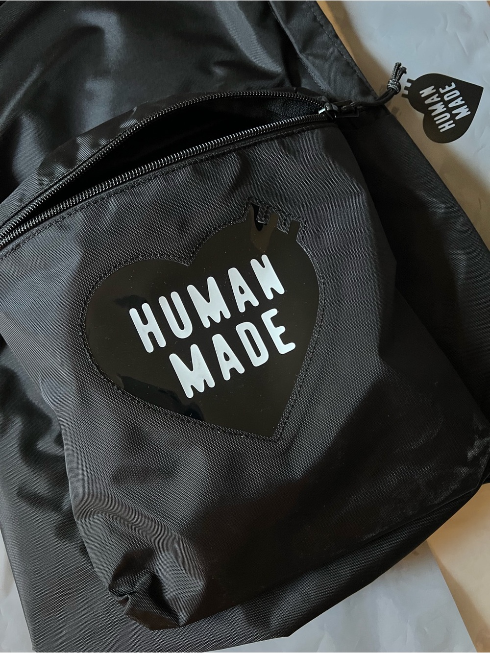 Human Made Black Heart Logo Backpack with Original Bag Proof of Purchase